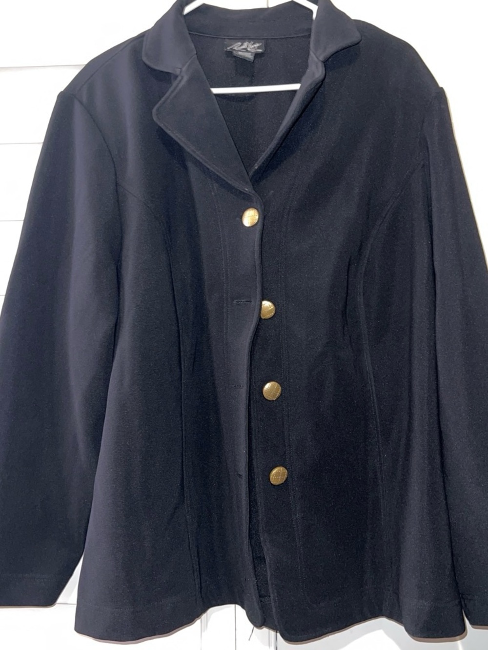 Classic Black Women's Button-Front Jacket with Gold Buttons